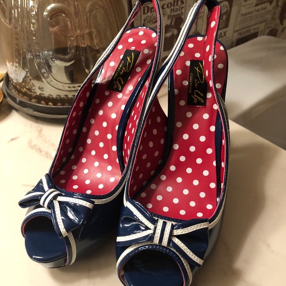 Navy Blue Pin Up Couture heels (never worn) - Picture 2 of 6